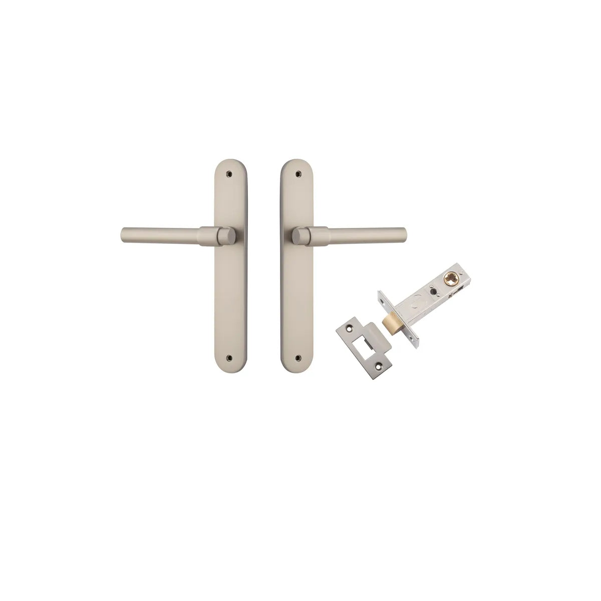 Helsinki Lever - Oval Backplate Passage Kit in Satin Nickel - rear mounting detail