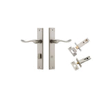 Stirling Lever - Rectangular Backplate Privacy Kit with Privacy Turn in Satin Nickel - privacy set configuration