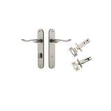 Stirling Lever - Oval Backplate Privacy Kit with Privacy Turn in Satin Nickel - privacy set configuration