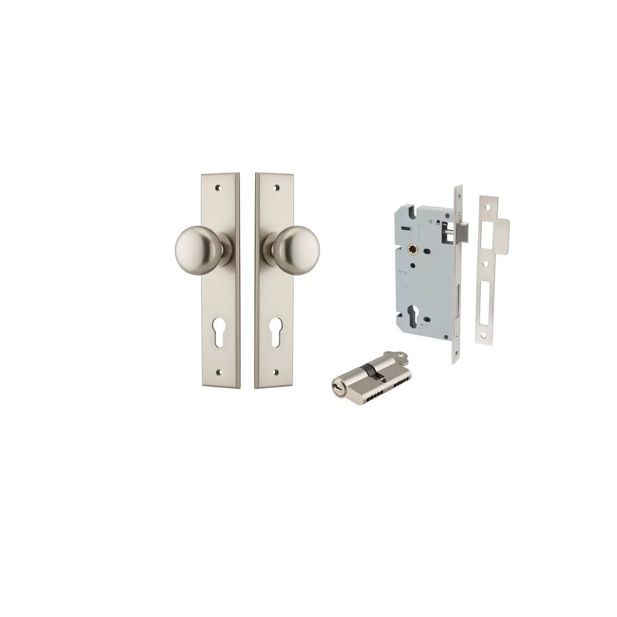 Cambridge Knob - Chamfered Backplate Entrance Kit with High Security Lock - entrance set configuration (8 of 18)