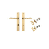 Sarlat Lever - Rectangular Backplate Privacy Kit with Privacy Turn in Brushed Brass - privacy set configuration