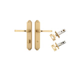 Annecy Lever - Shouldered Backplate Privacy Kit with Privacy Turn in Brushed Brass - privacy set configuration
