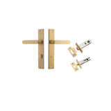 Bronte Lever - Rectangular Backplate Privacy Kit with Privacy Turn in Brushed Brass - privacy set configuration