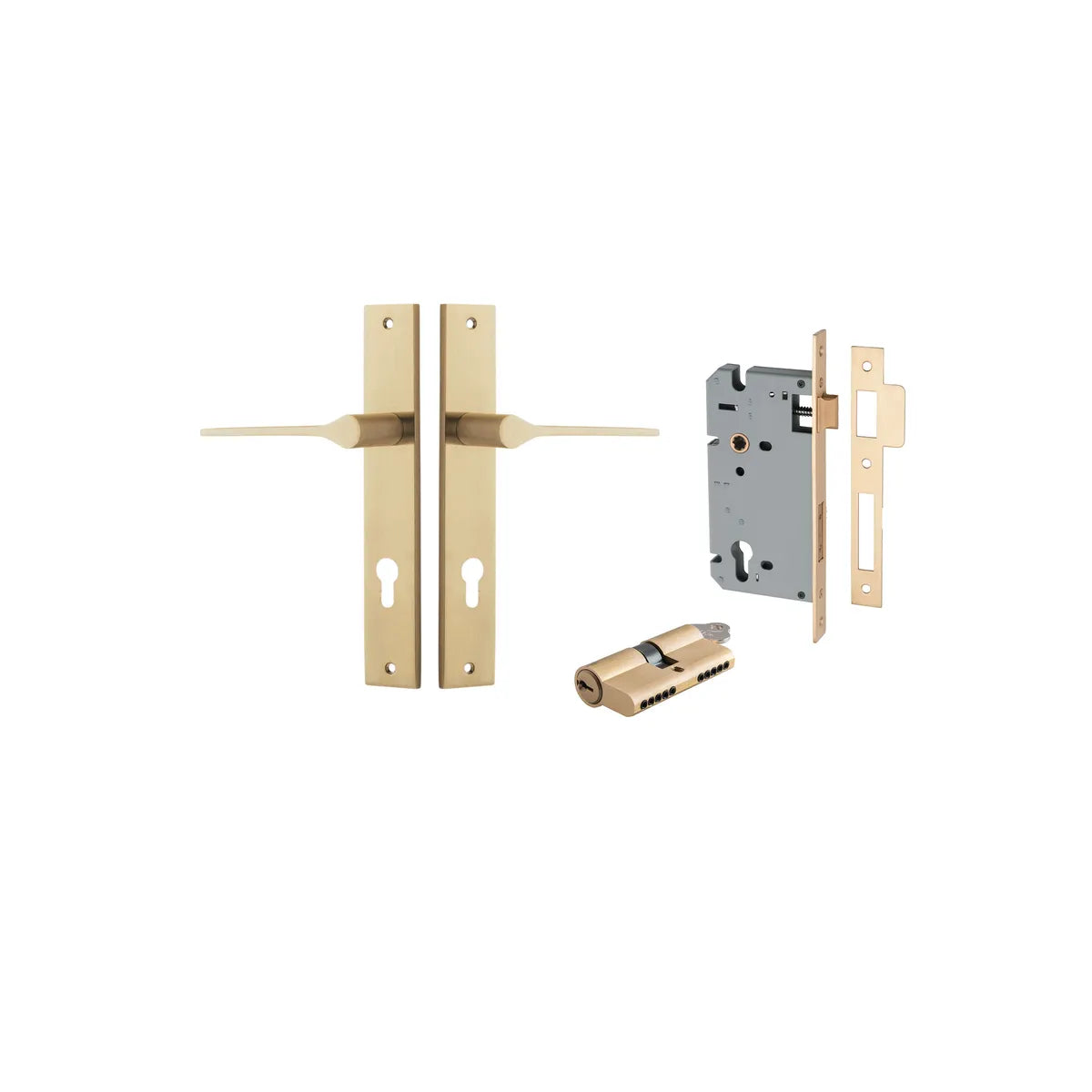 Como Lever - Rectangular Backplate Entrance Kit with High Security Lock - entrance set configuration