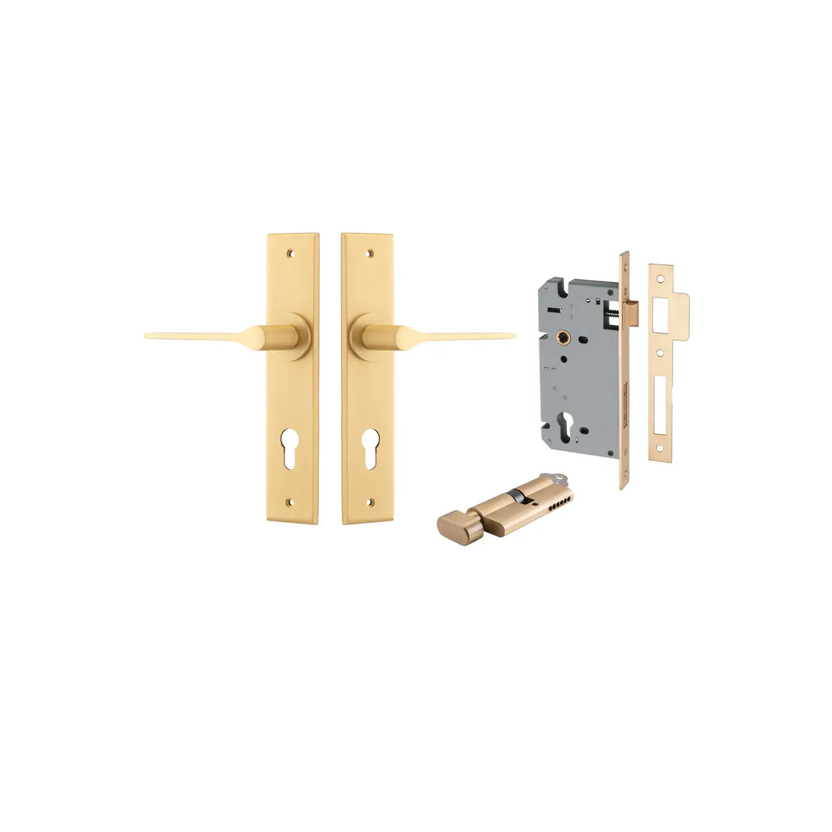 Como Lever - Chamfered Backplate Entrance Kit with High Security Lock - entrance set configuration