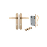 Bronte Lever - Oval Backplate Entrance Kit with High Security Lock in Brushed Brass - entrance set configuration