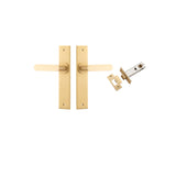 Bronte Lever - Chamfered Backplate Passage Kit in Brushed Brass - front view