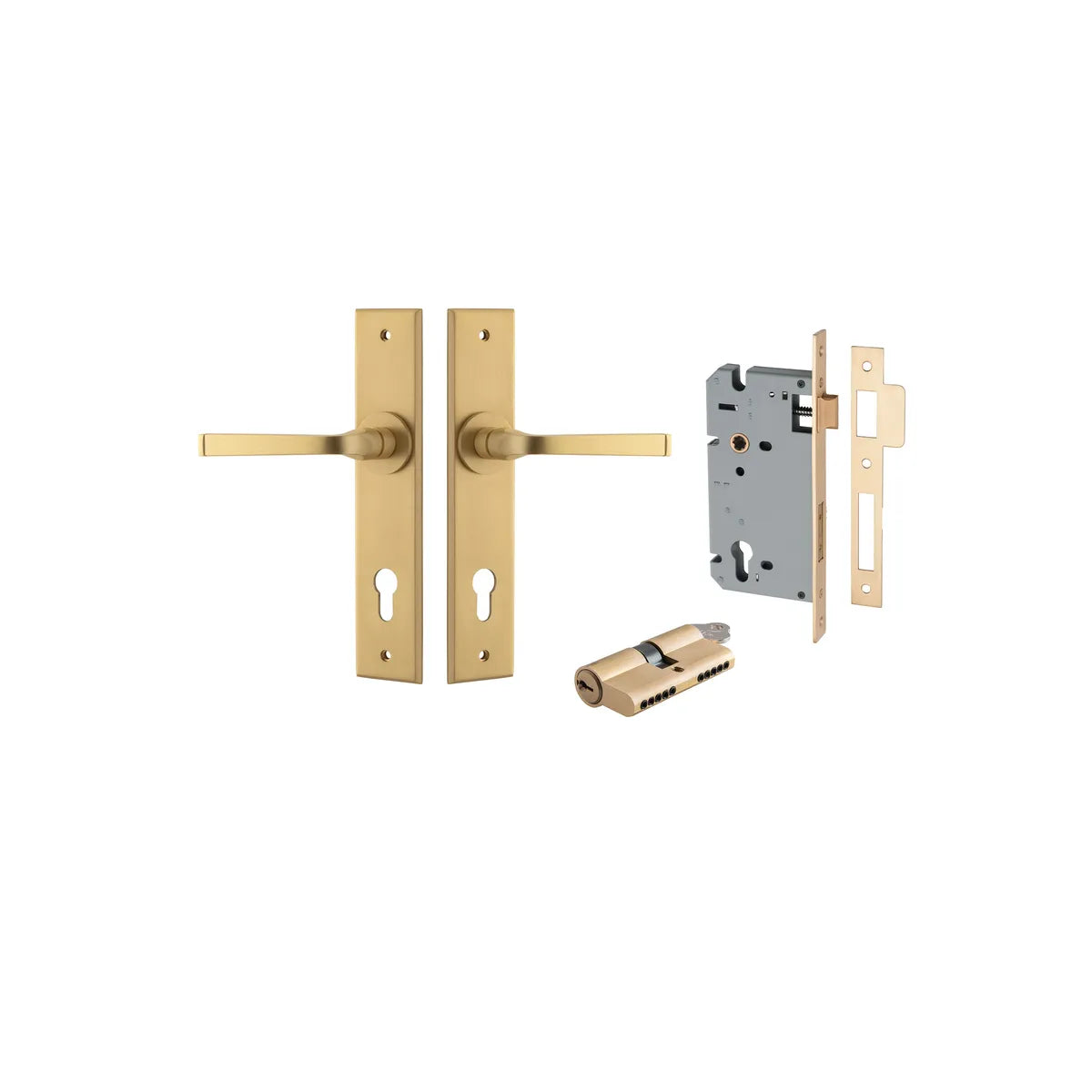Annecy Lever - Chamfered Backplate Entrance Kit with High Security Lock - entrance set configuration