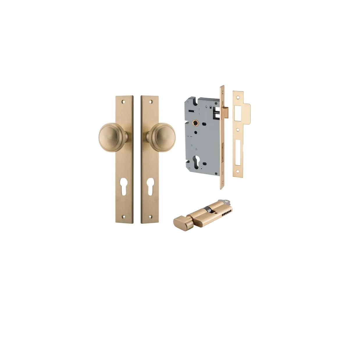 Paddington Knob - Rectangular Backplate Entrance Kit with High Security Lock - entrance set configuration (10 of 18)