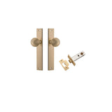 Guildford Knob - Rectangular Backplate Passage Kit in Brushed Brass - front view