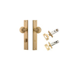 Guildford Knob - Rectangular Backplate Privacy Kit with Privacy Turn in Brushed Brass - privacy set configuration