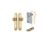 Guildford Knob - Shouldered Backplate Entrance Kit with High Security Lock in Brushed Chrome - entrance set configuration