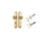 Guildford Knob - Shouldered Backplate Privacy Kit with Privacy Turn in Brushed Brass - privacy set configuration