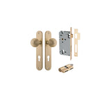 Guildford Knob - Oval Backplate Entrance Kit with High Security Lock in Brushed Brass - entrance set configuration