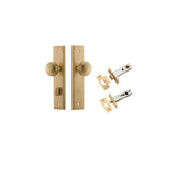 Paddington Knob - Stepped Backplate Privacy Kit with Privacy Turn in Brushed Brass - privacy set configuration