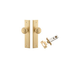 Cambridge Knob - Stepped Backplate Passage Kit in Brushed Brass - front view