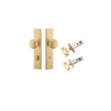Cambridge Knob - Stepped Backplate Privacy Kit with Privacy Turn in Brushed Brass - privacy set configuration