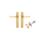 Osaka Lever - Oval Backplate Passage Kit in Brushed Brass - front view