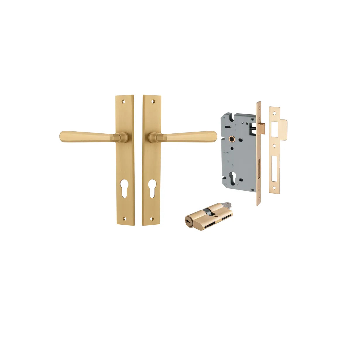 Copenhagen Lever - Rectangular Backplate Entrance Kit with High Security Lock - entrance set configuration