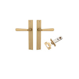 Copenhagen Lever - Rectangular Backplate Passage Kit in Brushed Brass - front view