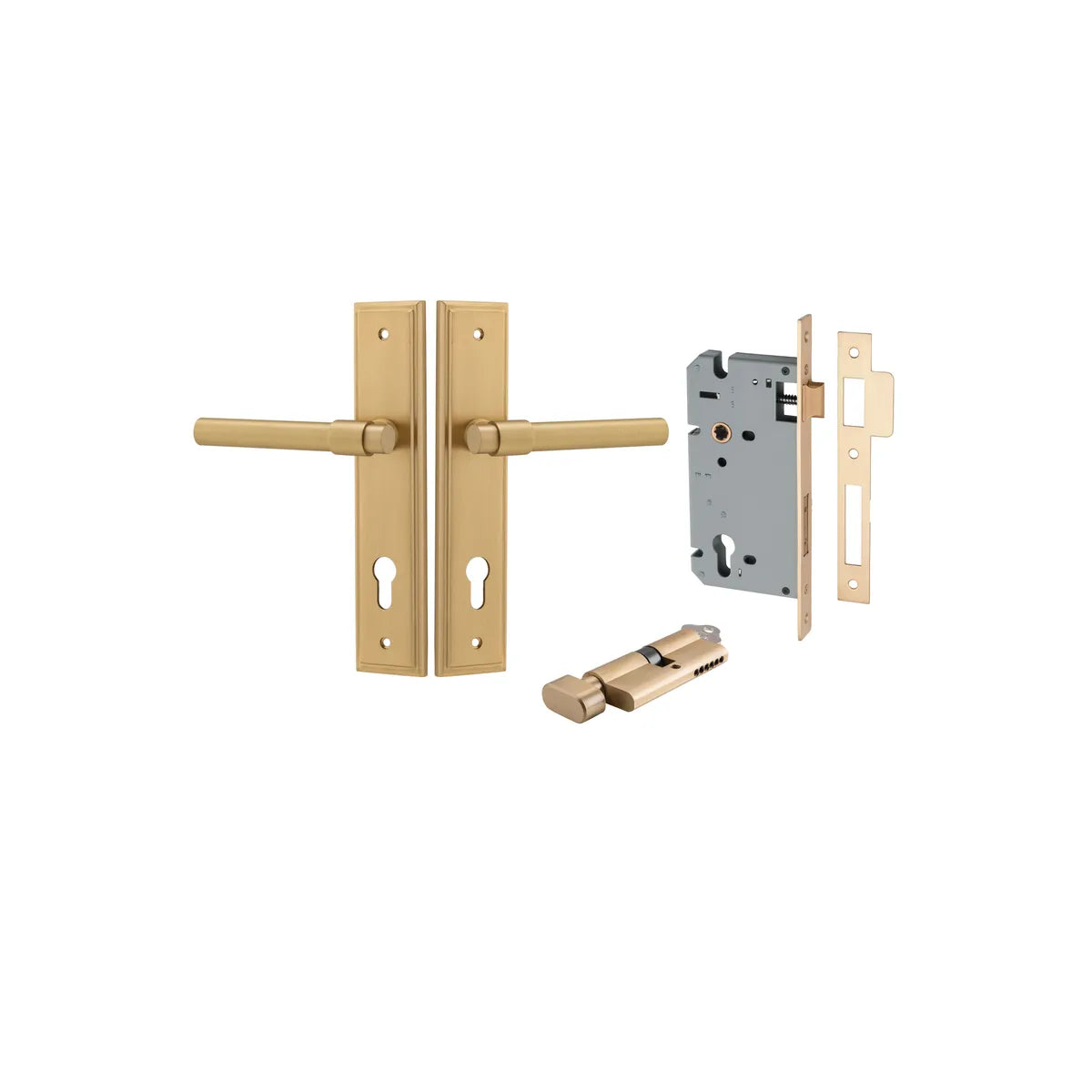 Helsinki Lever - Stepped Backplate Entrance Kit with High Security Lock