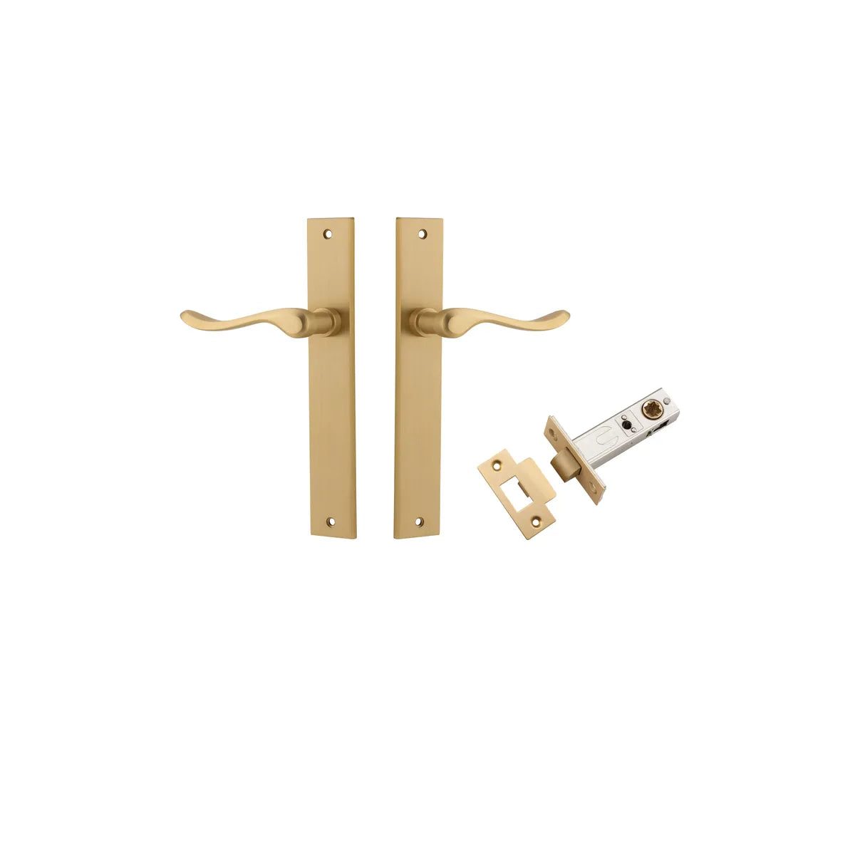 Stirling Lever - Rectangular Backplate Passage Kit in Brushed Brass - front view