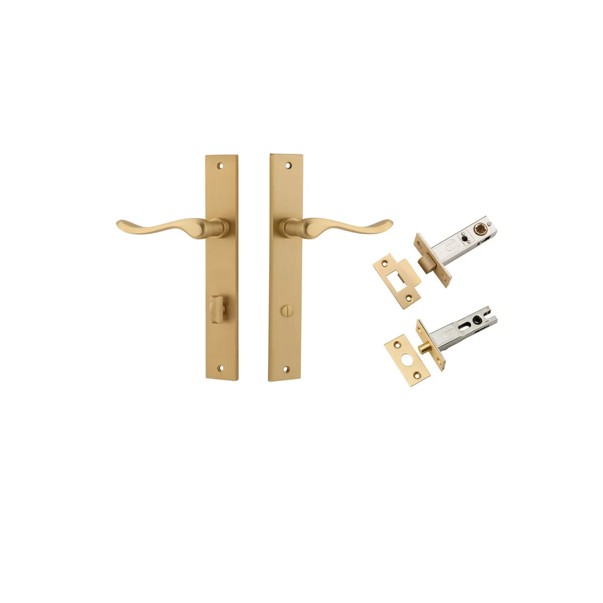 Stirling Lever - Rectangular Backplate Privacy Kit with Privacy Turn in Brushed Brass - privacy set configuration