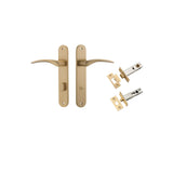 Oxford Lever - Oval Backplate Privacy Kit with Privacy Turn in Brushed Brass - privacy set configuration
