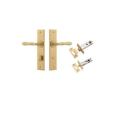 Sarlat Lever - Chamfered Backplate Privacy Kit with Privacy Turn in Brushed Brass - privacy set configuration