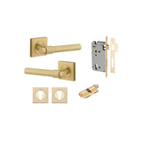 Helsinki Lever - Square Rose Entrance Kit with Separate High Security Lock in Brushed Brass - entrance set configur (3 of 14)