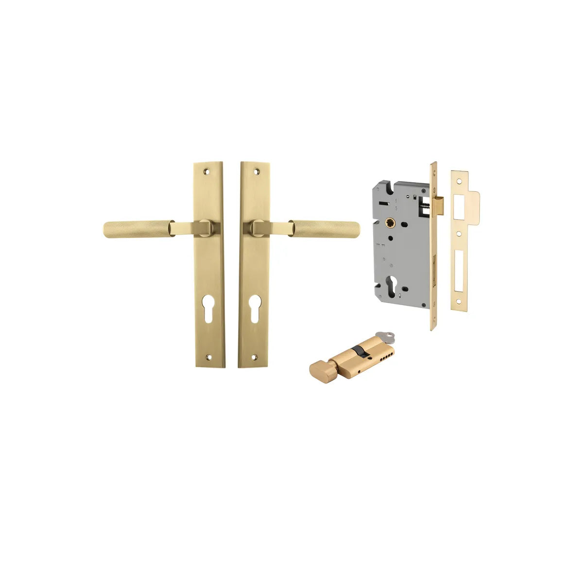 Brunswick Lever - Rectangular Backplate Entrance Kit with High Security Lock - entrance set configuration (8 of 12)