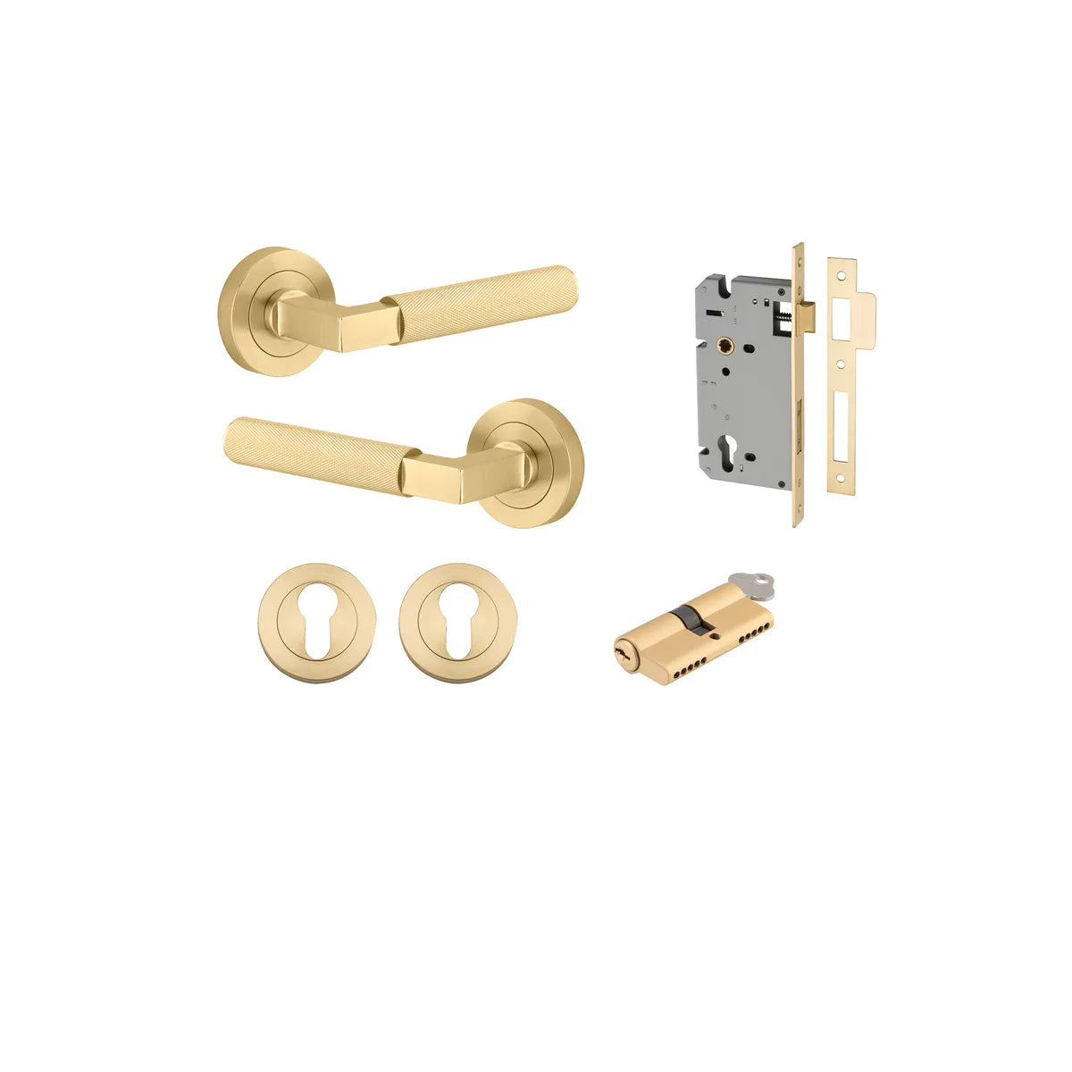 Brunswick Lever - Round Rose Entrance Kit with High Security Lock - entrance set configuration (2 of 12)