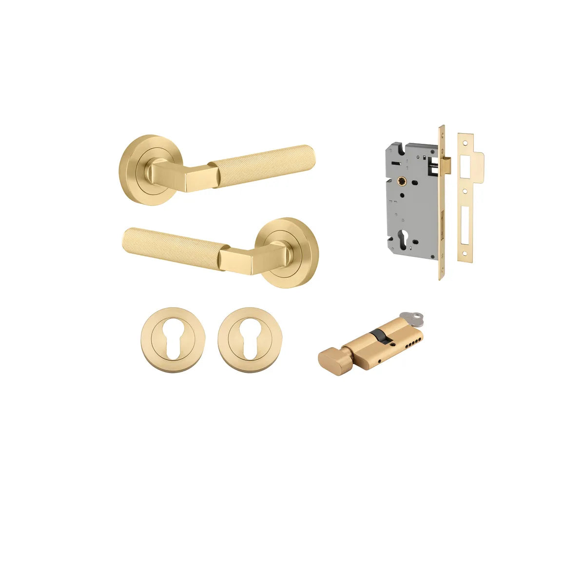 Brunswick Lever - Round Rose Entrance Kit with High Security Lock - entrance set configuration (8 of 12)