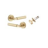 Brunswick Lever - Round Rose Passage Kit in Brushed Gold PVD - angled product view