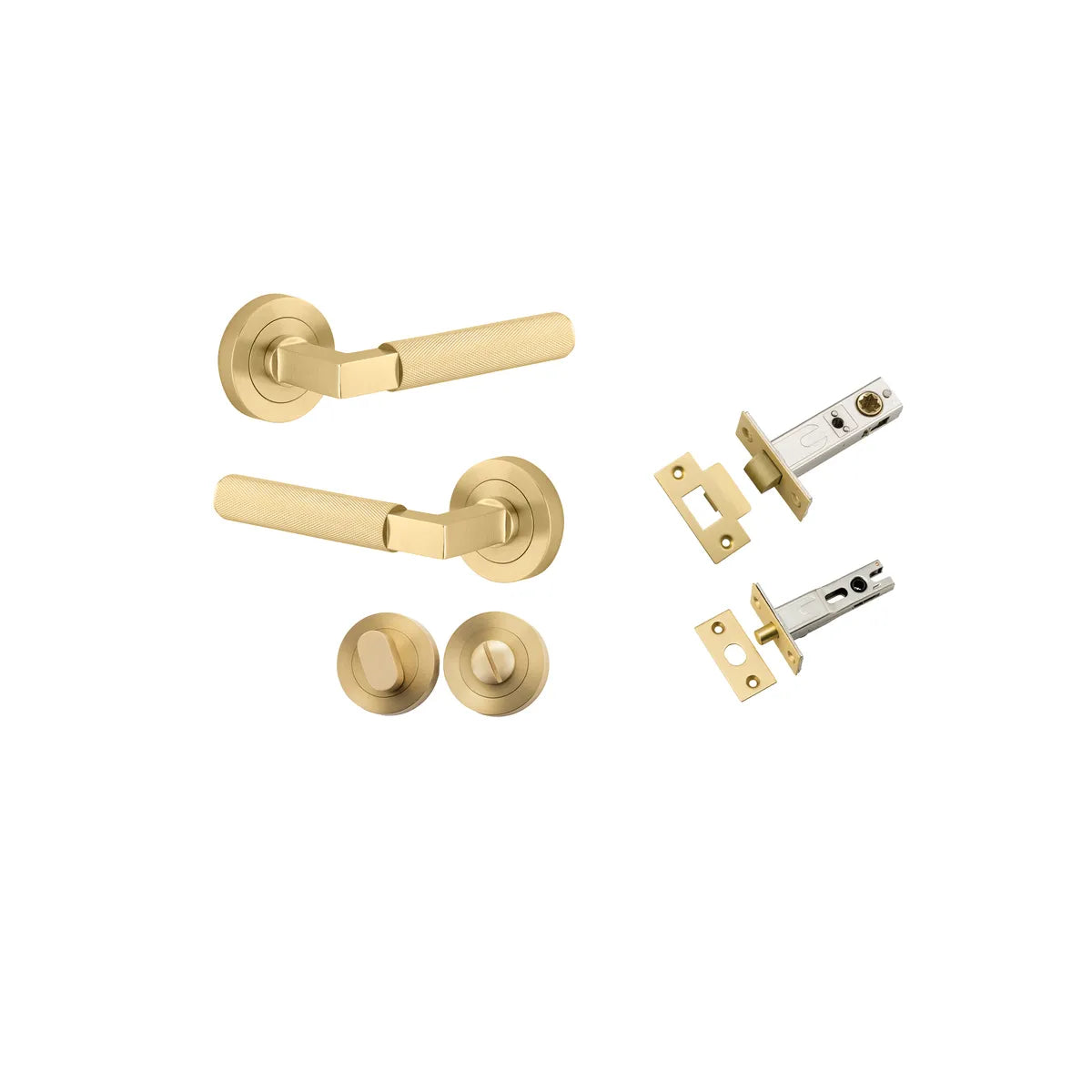 Brunswick Lever - Round Rose Privacy Kit in Brushed Gold PVD - privacy set configuration