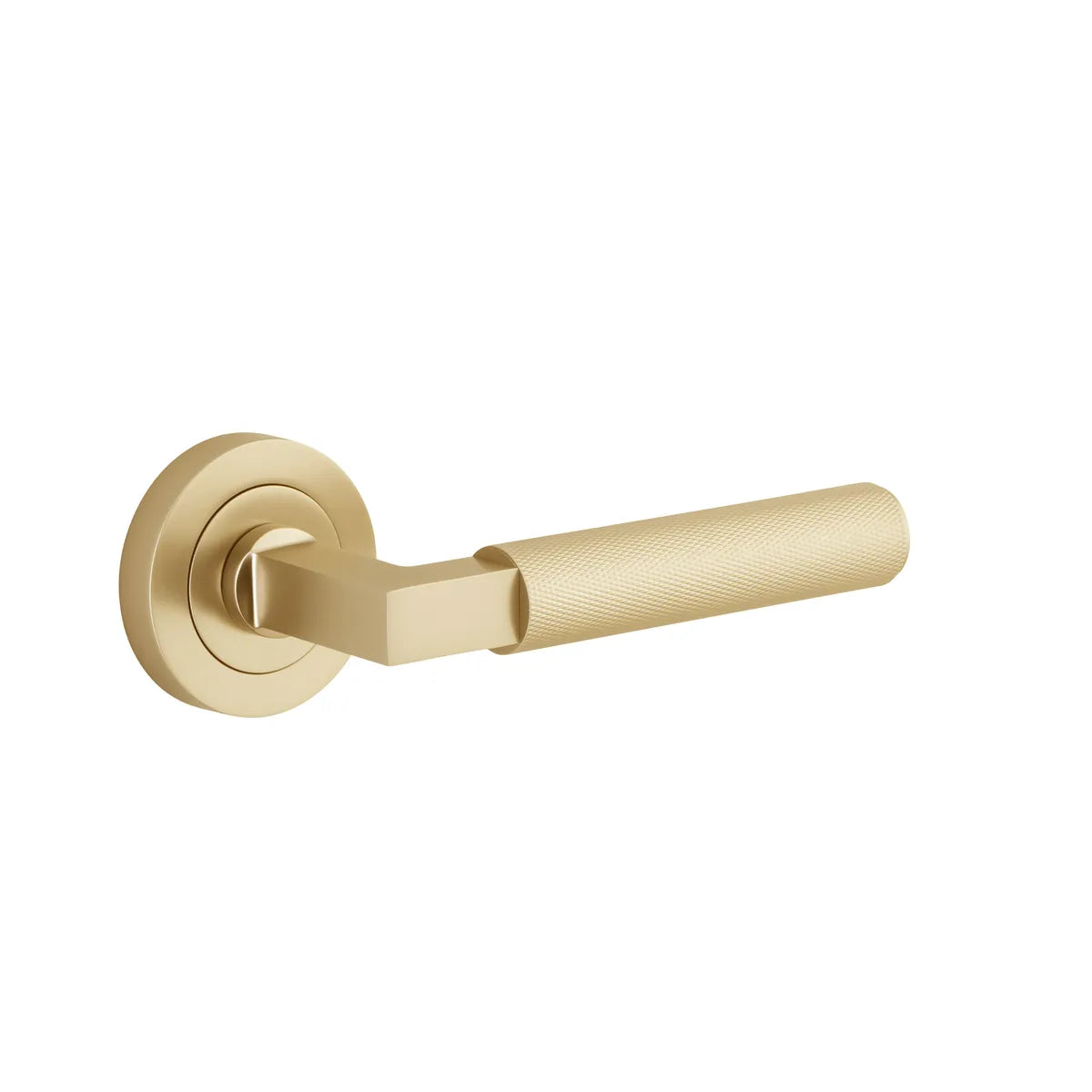Brunswick Lever - Round Rose in Brushed Gold PVD - rear mounting detail