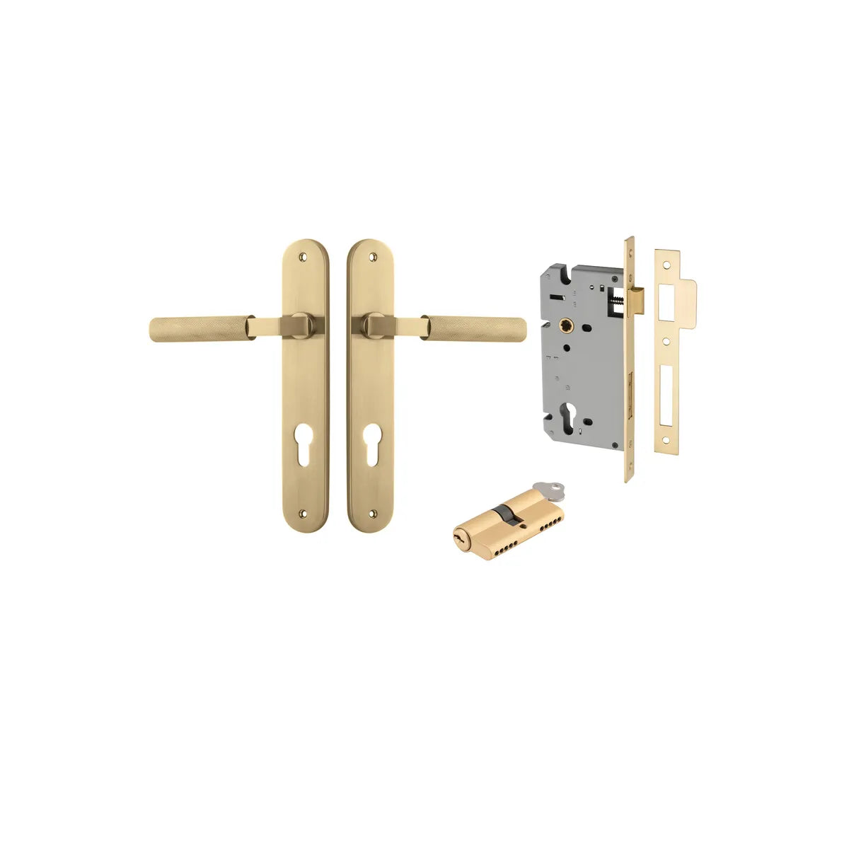Brunswick Lever - Oval Backplate Entrance Kit with High Security Lock