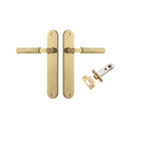 Brunswick Lever - Oval Backplate Passage Kit in Brushed Gold PVD - angled product view