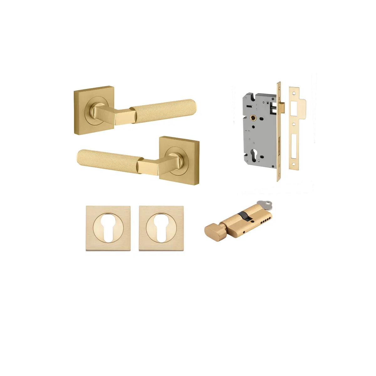 Brunswick Lever - Square Rose Entrance Kit with High Security Lock - entrance set configuration (8 of 12)
