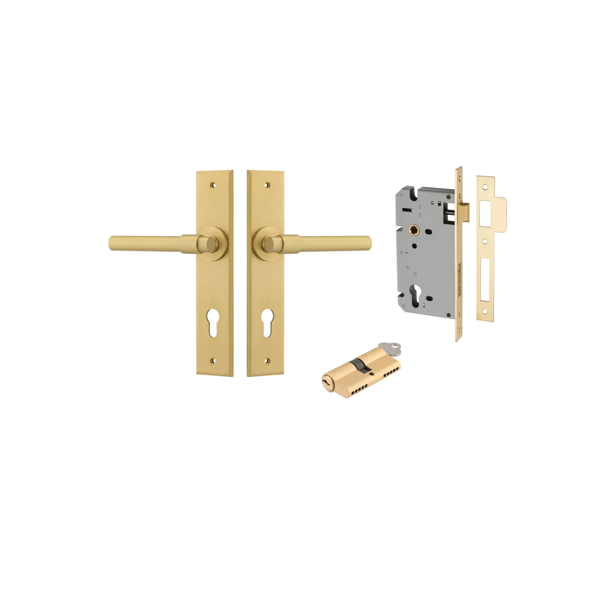 Helsinki Lever - Chamfered Backplate Entrance Kit with High Security Lock - entrance set configuration (3 of 14)