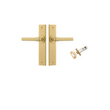 Helsinki Lever - Chamfered Backplate Passage Kit in Brushed Gold PVD - close-up detail view