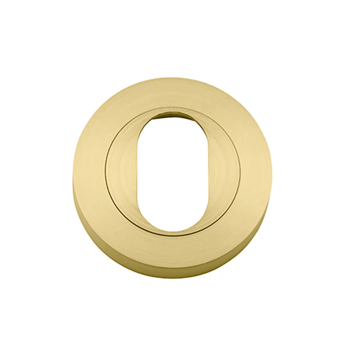 Oval Escutcheon - Round in Brushed Brass - angled product view (10 of 10)