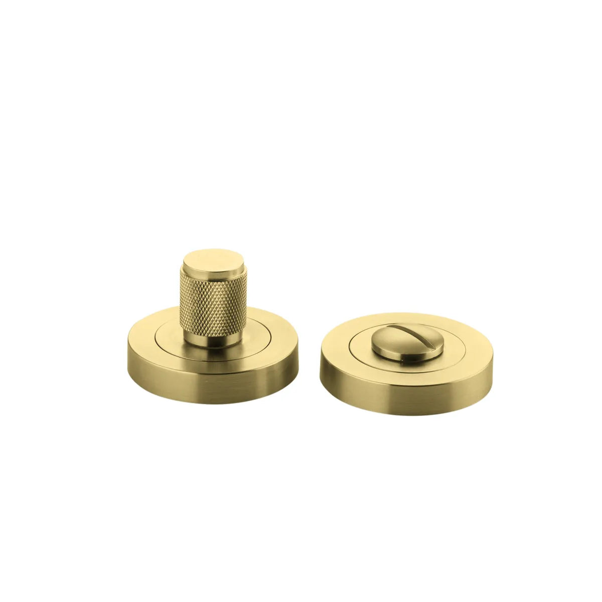 Brunswick Privacy Turn - Round in Brushed Gold PVD - angled product view