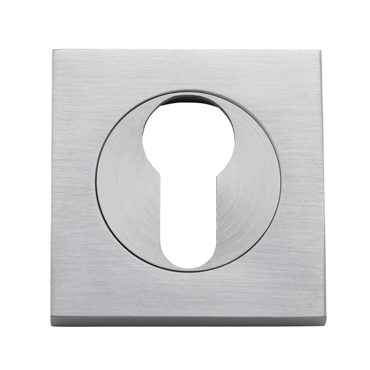 Euro Escutcheons - Square in Brushed Chrome - angled product view
