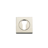 Euro Escutcheons - Square in Polished Nickel - finish and profile close-up