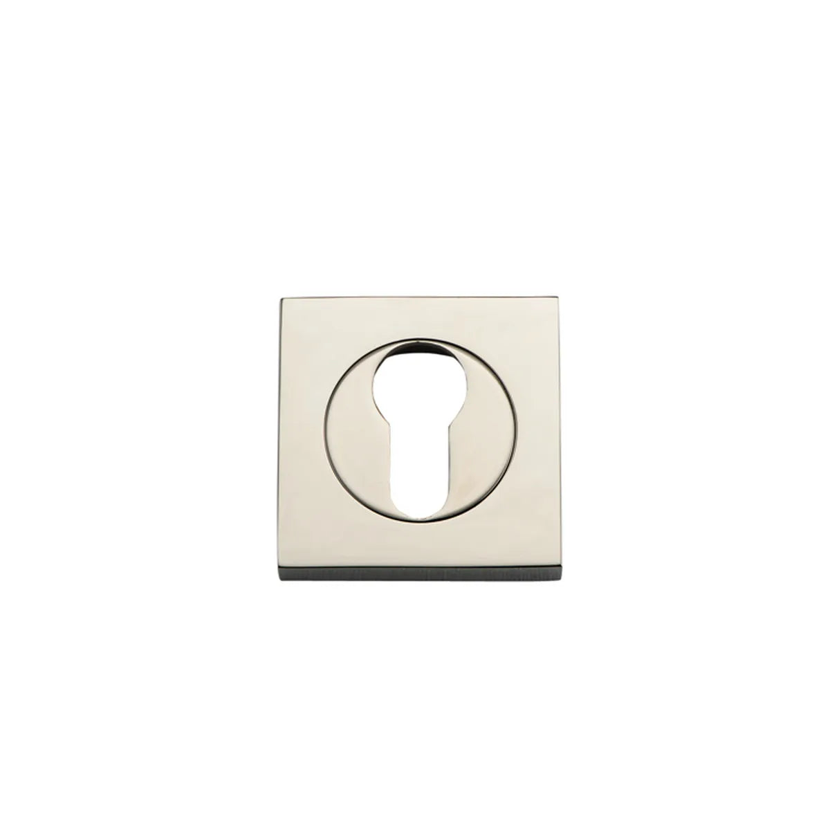 Euro Escutcheons - Square in Polished Nickel - finish and profile close-up