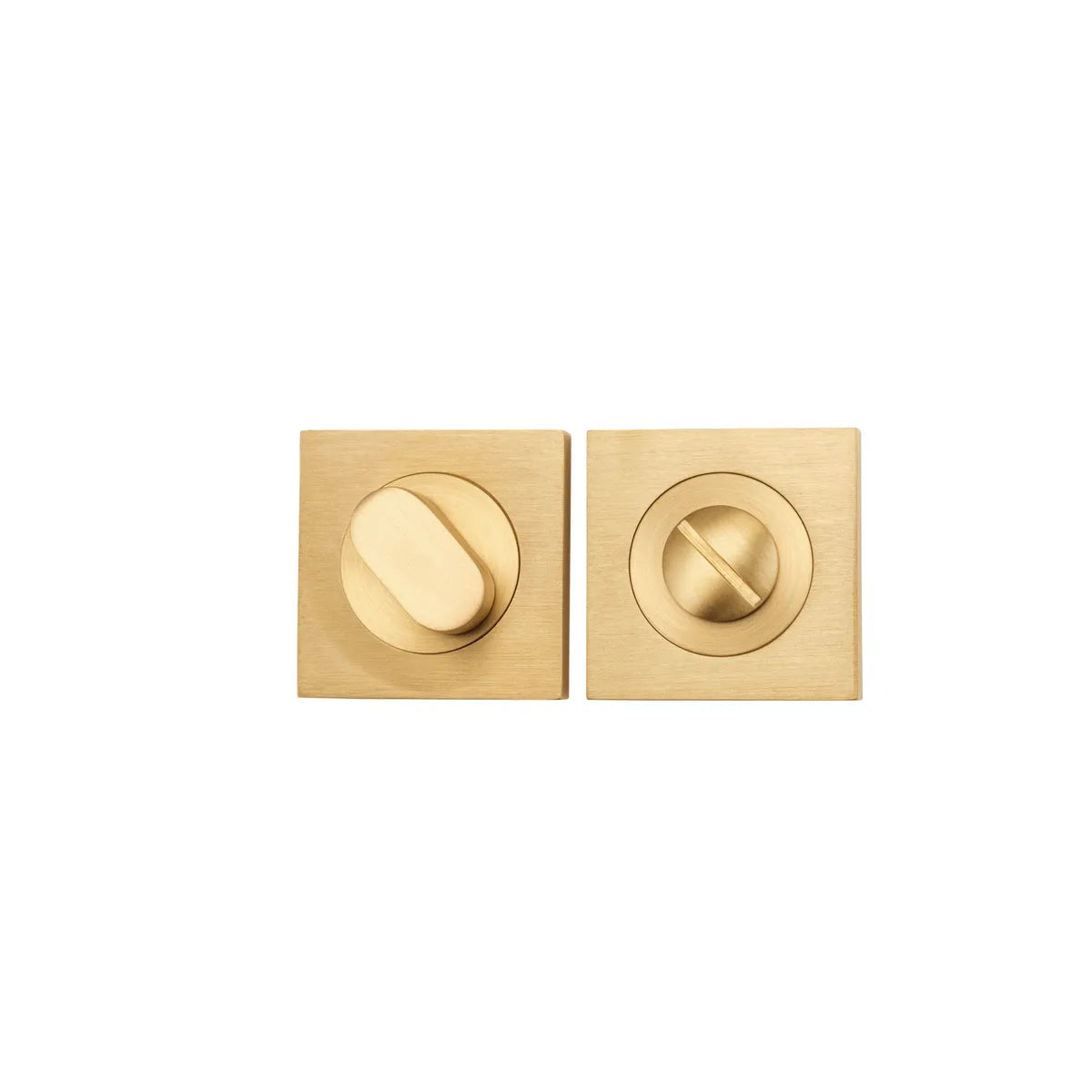 Privacy Turn - Square in Brushed Brass - front view