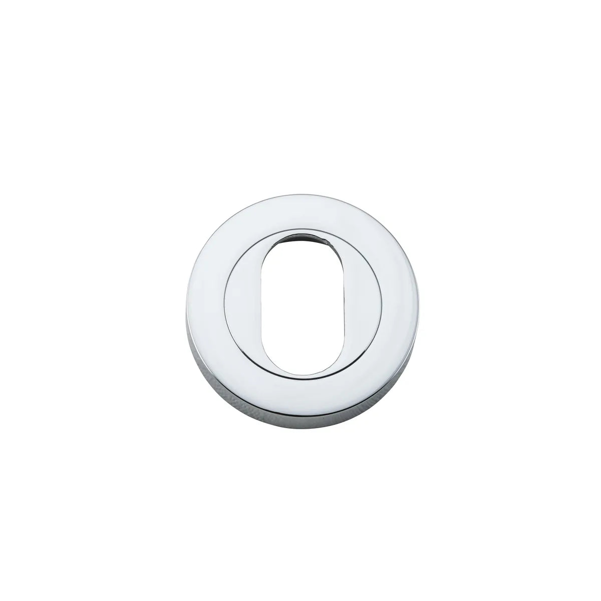 Oval Escutcheon - Round in Polished Chrome - rear mounting detail
