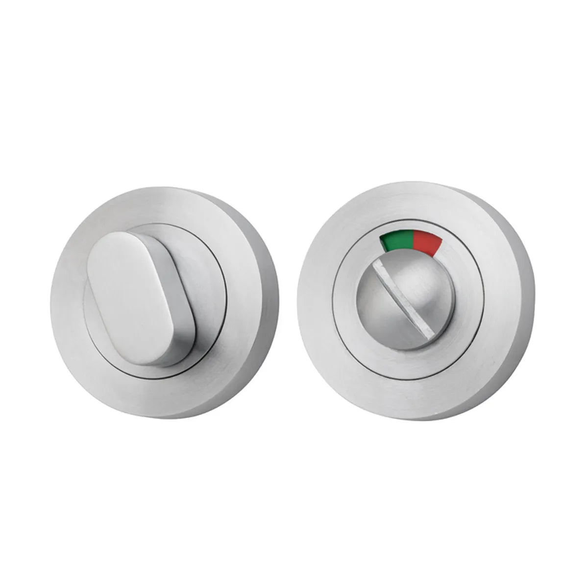 Privacy Turn With Indicator - Round in Brushed Chrome - angled product view