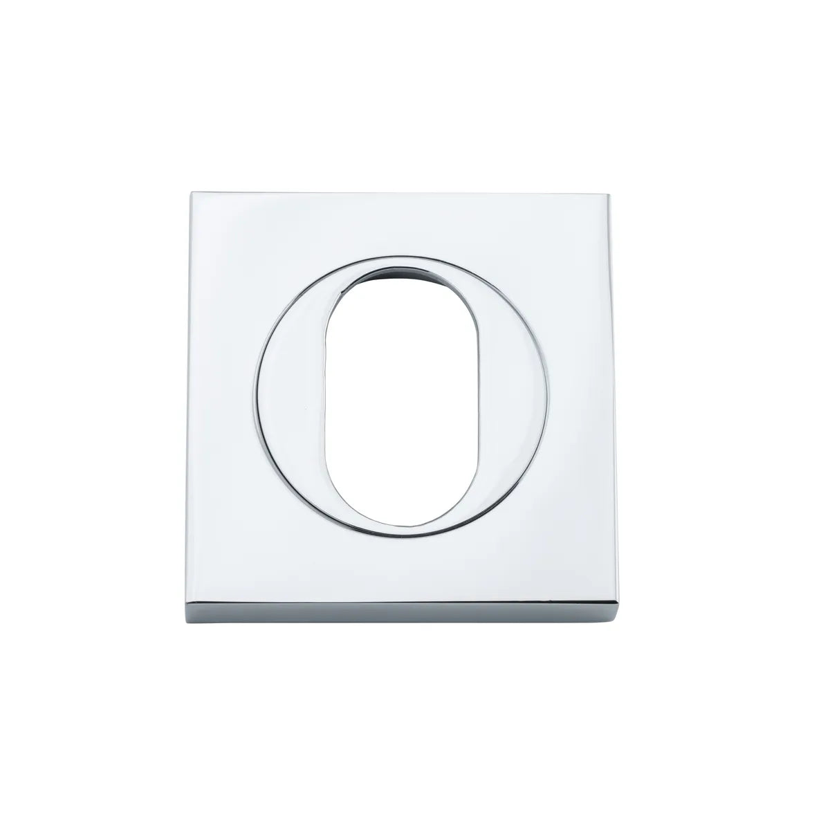 Oval Escutcheon - Square in Polished Chrome - rear mounting detail